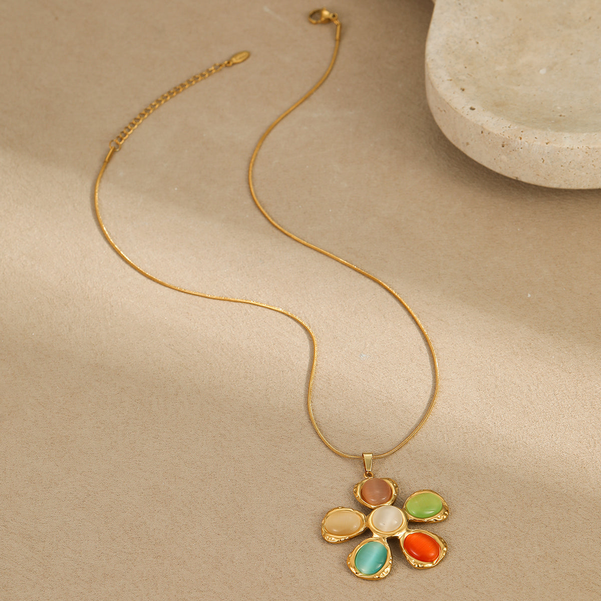 D MISK Cat's Eye Flower Jewelry Set