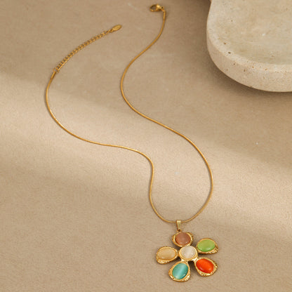 D MISK Cat's Eye Flower Jewelry Set