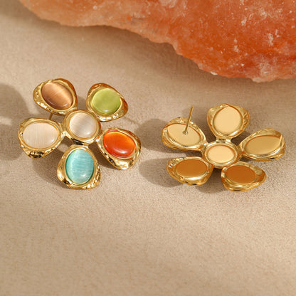 D MISK Cat's Eye Flower Jewelry Set