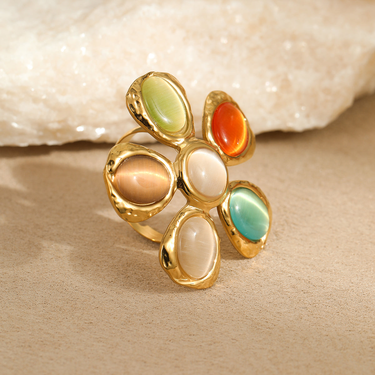 D MISK Cat's Eye Flower Jewelry Set